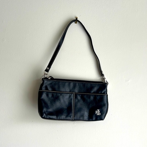 Ralph Lauren black leather clutch - Picture 1 of 2